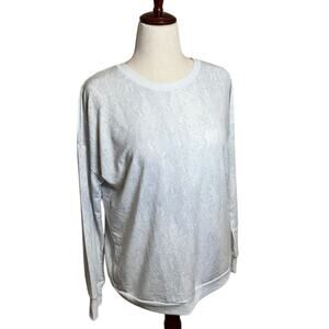 Mondetta top grey & white snakeskin print long sleeve crew neck loose fit   Sz L